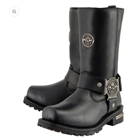 Milwaukee Leather Men's Black 11-inch Classic Harness Square Toe Boots, 9.5 - Picture 13 of 15